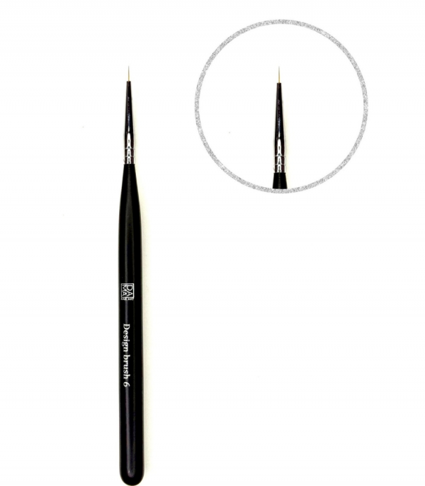 Pincel fino para diseño de pelo natural Kolinsky 6 mm.